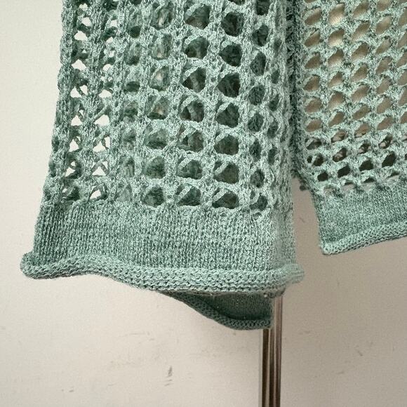 ZESICA Open Knit Crochet Beach Cover Tunic Top Seafoam Green Size M - Picture 6 of 10